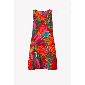 C&C California 100% Linen Shift Dress Size Medium Sleeveless Vibrant Floral